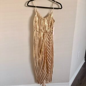 Nanette Lepore Gold Sequin Midi Dress